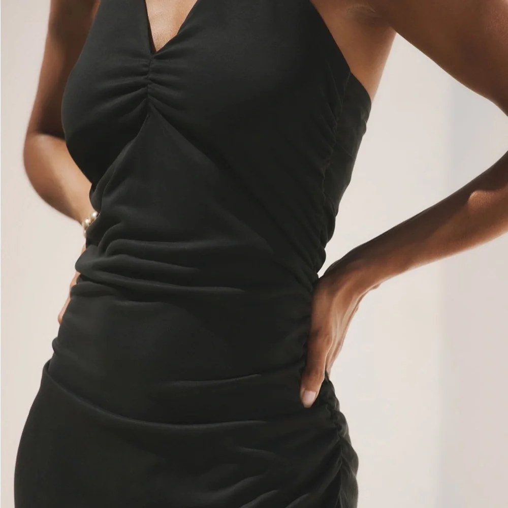 The Ariana Black Halter Mini Dress Anthrolopolgie - Picture 2 of 3